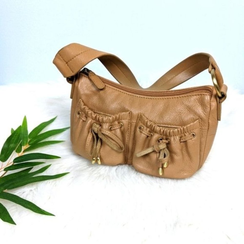 Wilson's Leather Mini Baguette Shoulder Bag Tan 90s y2k Aesthetic Modern Lux Loo